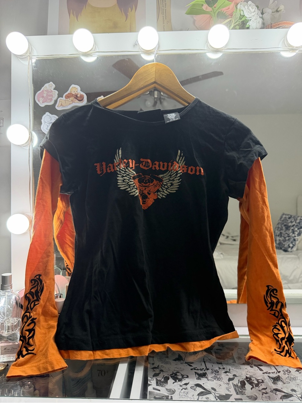 Harley-Davidson Orange and Black Long sleeve